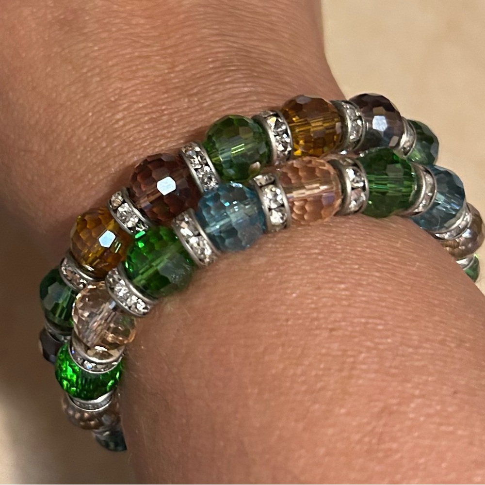 Multicolor Crystal Beaded Stretch Bracelets